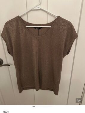 ONLY brand Metallic Brown Short Sleeve Top M size